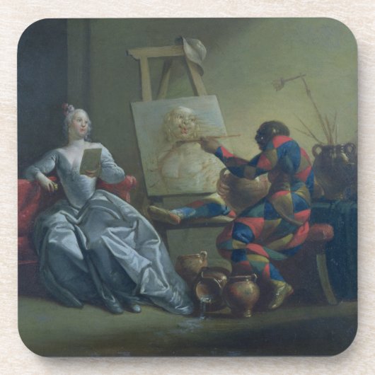 Der Harlekin-Maler, c.1742 (Öl auf Leinwand) Untersetzer (Vorderseite)