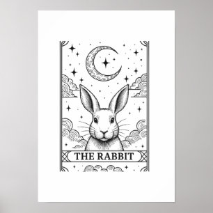 Der Hase Mystische Mond-Tarotkarte Illustration Poster