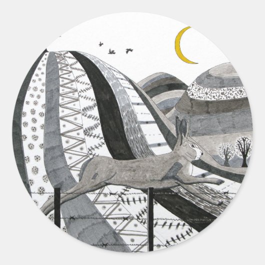 Der Hase Runder Aufkleber (Vorderseite)