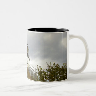 Der Hauptleuchtturm der Eule an einem bewölkten Zweifarbige Tasse
