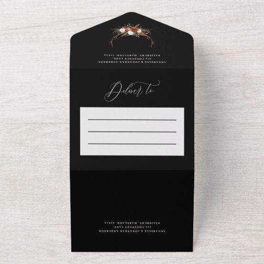 Der Haushalt schwarz botanisch elegant All In One Einladung (Außenbereich)