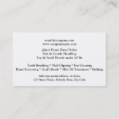 Der Haustierwohnzimmerhund, der | pflegt, Visitenkarte (Rückseite)