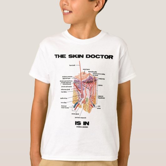 Der Haut-Doktor ist in (Dermatologie-Haltung) T-Shirt (Vorderseite)
