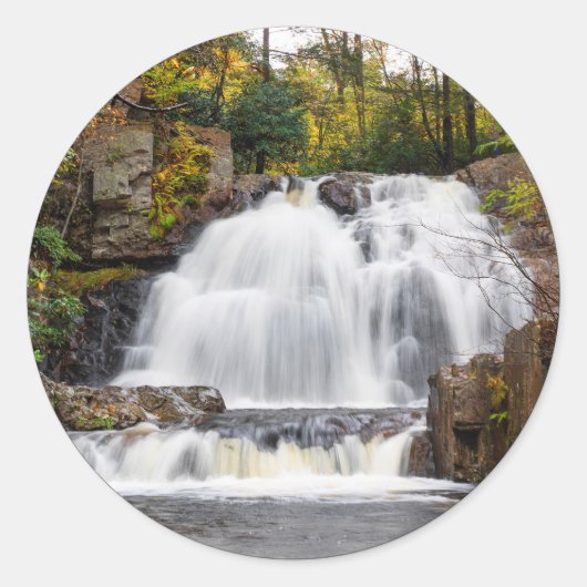 Der Hawkesfall im Herbst Runder Aufkleber (Vorderseite)