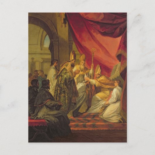 Der Heilige Augustinus, der als Bischof ordiniert  Postkarte (Vorderseite)
