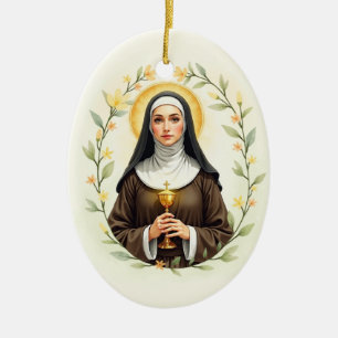 Der Heilige Clare von Assisi Gottes Frieden und Se Keramik Ornament