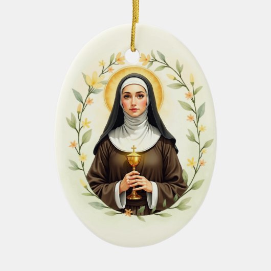 Der Heilige Clare von Assisi Gottes Frieden und Se Keramik Ornament (Vorne)