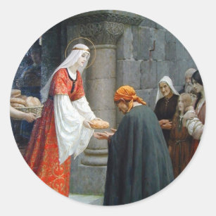 Der heilige Elisabeth von Ungarn Füttre den Armen Runder Aufkleber