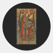 Der heilige Erzengel Michael besiegt Satan Christu Runder Aufkleber (Vorderseite)