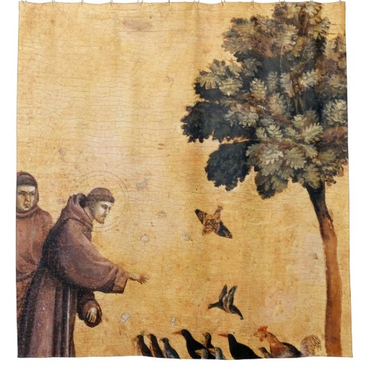 Der heilige Franz von Assisi predigt die Vögel Duschvorhang (Vorderseite)