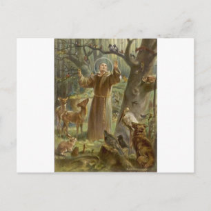 Der heilige Franz von Assisi umgeben von Tieren Postkarte