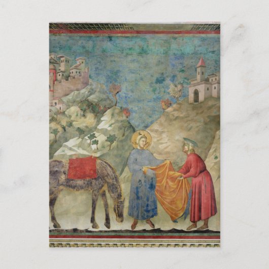 Der Heilige Franziskus gibt seinen Coat einem Frem Postkarte (Vorderseite)