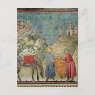 Der Heilige Franziskus gibt seinen Coat einem Frem Postkarte