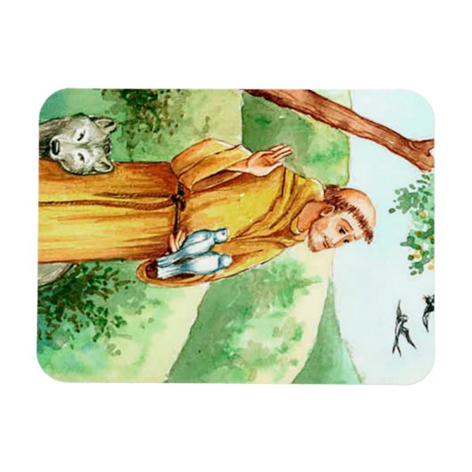 Der Heilige Franziskus mit Tieren Magnet (Horizontal)