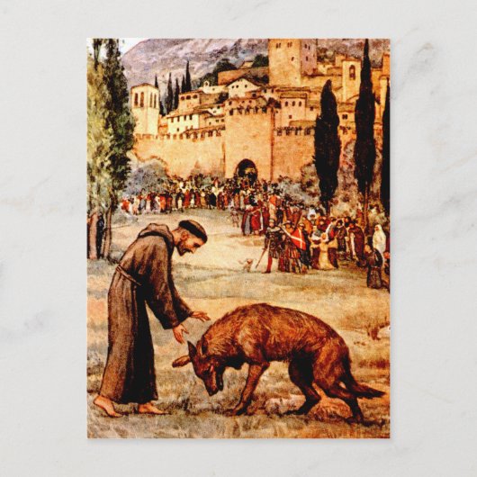 Der heilige Franziskus und der Wolf Postkarte (Vorderseite)