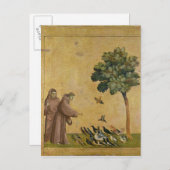 Der Heilige Franziskus von Assisi predigt den Vöge Postkarte (Vorne/Hinten)