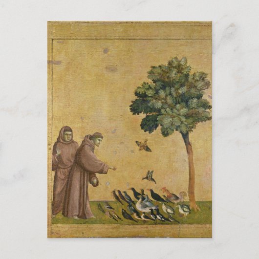 Der Heilige Franziskus von Assisi predigt den Vöge Postkarte (Vorderseite)