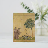 Der Heilige Franziskus von Assisi predigt den Vöge Postkarte (Stehend Vorderseite)