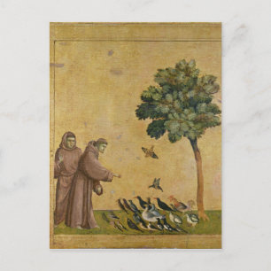 Der Heilige Franziskus von Assisi predigt den Vöge Postkarte