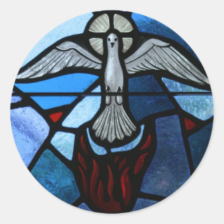 Der Heilige Geist festigte Glaskunst Runder Aufkleber