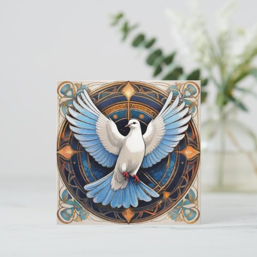 Der Heilige Geist (Taube) 2 Dankeskarte (Stehend Vorderseite)