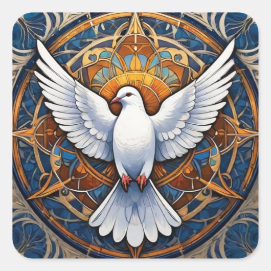 Der Heilige Geist (Taube) 2 Quadratischer Aufkleber (Vorderseite)