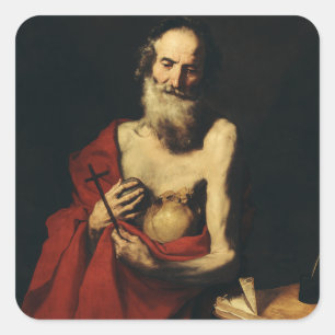 Der Heilige Hieronymus von Jusepe de Ribera Quadratischer Aufkleber