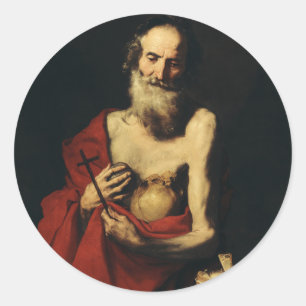 Der Heilige Hieronymus von Jusepe de Ribera Runder Aufkleber