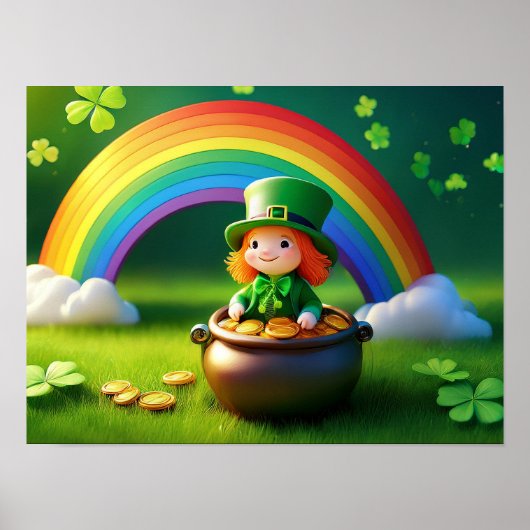 Der heilige Patrick's Day Leprechaun in Pot of Gol Poster (Vorne)