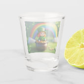 Der heilige Patrick's Day Leprechaun in Pot of Gol Schnapsglas (Rückseite)