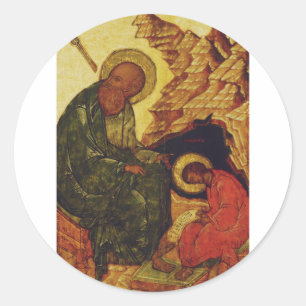 Der Heilige Prochorus und der Heilige Johannes der Runder Aufkleber
