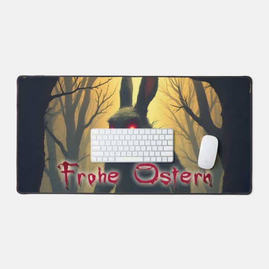 Der heiße Osterhase im Schattenwald Schreibtischunterlage (Tastatur & Maus)