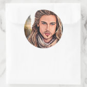 Der heißeste Typ in Village Originale Porträtkunst Runder Aufkleber (Tasche)
