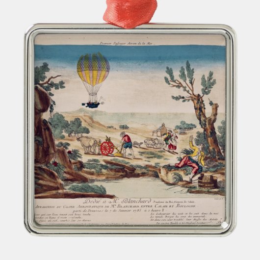 Der Heißluftballon von Jean Pierre Blanchard Silbernes Ornament (Vorne)