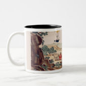 Der Heißluftballon von Jean Pierre Blanchard Zweifarbige Tasse (Links)