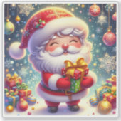 Der heitere Weihnachtsmann in festlicher Umgebung Aufkleber (Vorderseite)