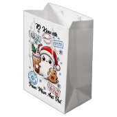 Der heitere Weihnachtsmann mit einem erholsamen Ur Mittlere Geschenktüte (Rückseite Schrägansicht)