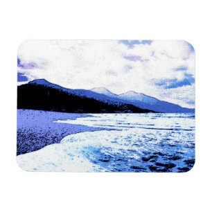 Der helle Strand in Blautönen Magnet