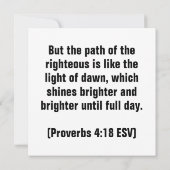 Der helle Weg (Sprichwörter 4:18 ESV) Karte (Rückseite)