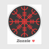 Der Helm von Awe - Aegishjalmur (rot auf schwarz) Aufkleber (Blatt)