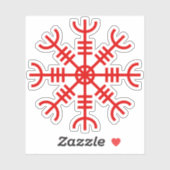 Der Helm von Awe - Aegishjalmur (rot) Aufkleber (Blatt)