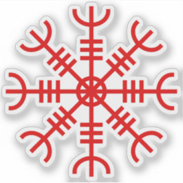 Der Helm von Awe - Aegishjalmur (rot) Aufkleber