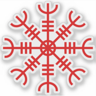 Der Helm von Awe - Aegishjalmur (rot) Aufkleber