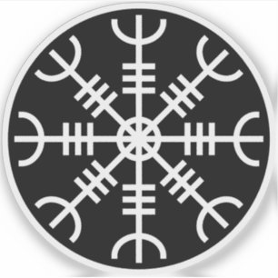 Der Helm von Awe - Aegishjalmur (weiß auf schwarz) Aufkleber
