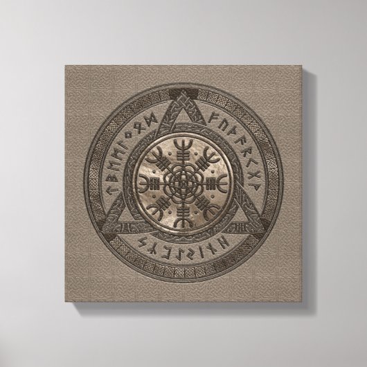 Der Helm von Awe Brown Leather und Gold Leinwanddruck (Vorderseite)