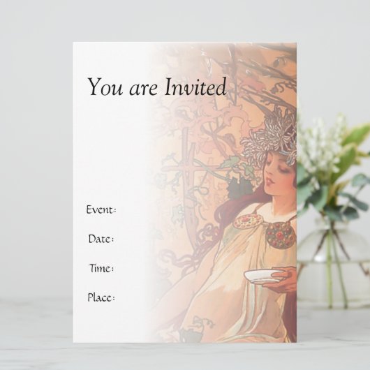 Der Herbst - Alphonse Mucha Einladung (Stehend Vorderseite)