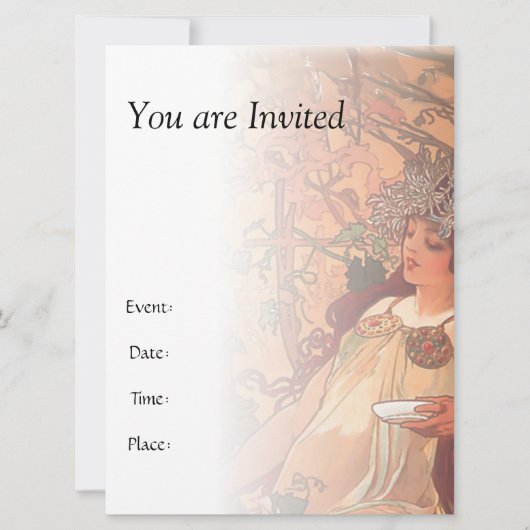 Der Herbst - Alphonse Mucha Einladung (Vorderseite)