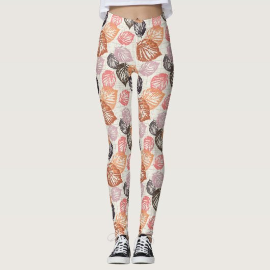 Der Herbst Blätter auf Beige. Leggings (Vorderseite)
