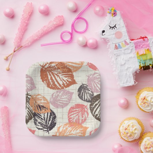 Der Herbst Blätter auf Beige. Pappteller (Party)