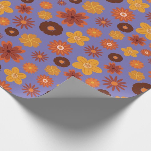 Der Herbst blüht rustikal nahtloser Erntedank Geschenkpapier (Ecke)